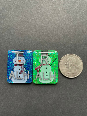 Snowman Xray Markers, With 2 or 3 Initials, Rectangle, Glitter, Winter Xray Markers, Christmas Xray Markers