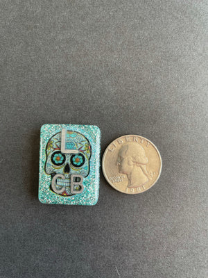 Sugar Skull Xray Markers, Large Rectangle, Glitter, With 2 or 3 Initials