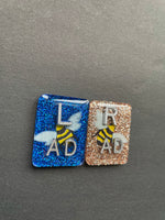 Bumblebee Xray Markers With 2 or 3 Initials, Rectangle, Glitter