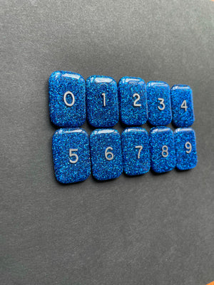 Set of 0-9 Xray Markers, Numbers, Small Rectangle, Glitter