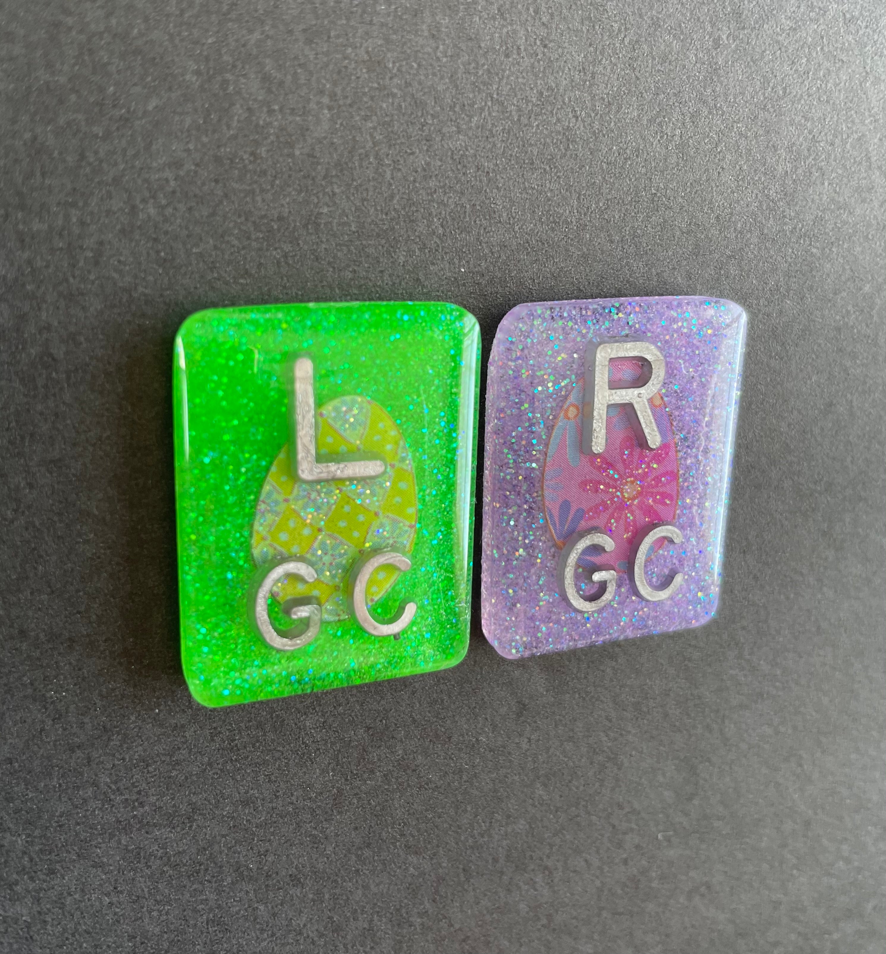 Easter Egg Xray Markers, With 2 or 3 Initials, Rectangle, Glitter