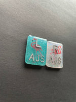 Flamingo Xray Markers, With 2 or 3 Initials, Glitter, Rectangle