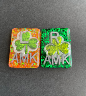 Shamrock Rectangle Xray Markers, With Initials, Glitter, St Patricks Day, Irish