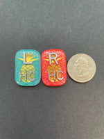 Pineapple Xray Markers, With 2 or 3 Initials, Small Rectangle, Glitter, Gold