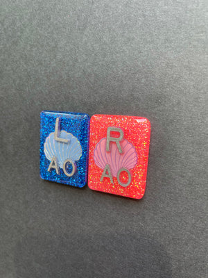 Oyster Shell Xray Markers, With 2 or 3 Initials, Rectangle, Glitter, Sea Shell, Pearl, Holographic