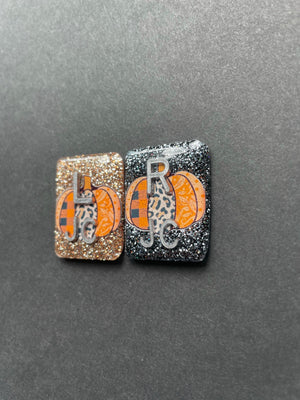 Pretty Pumpkin Xray Markers, With 2 or 3 Initials, Large Rectangle, Pumpkin, Cheetah Print, Halloween, Autumn, Orange, Thanksgiving, Plaid