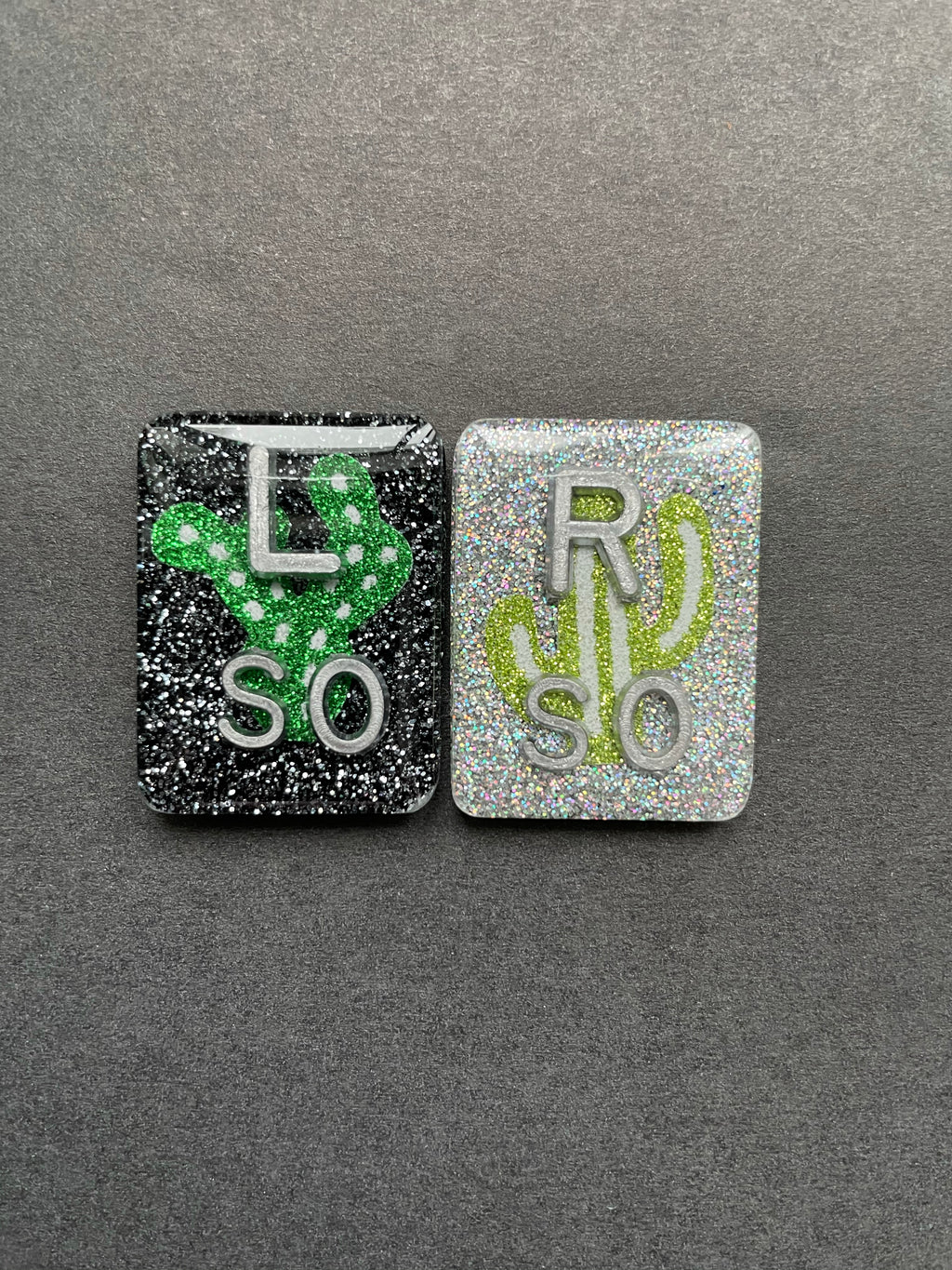 Succulent Xray Markers, Cactus Xray Markers, Plants, Green, 3 Initials, Glitter, Rectangle