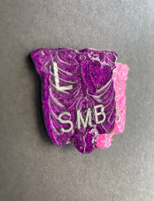 Rib Cage Xray Markers, Ribcage, Glitter, With 2 or 3 Initials, Heart, Bones, Thorax