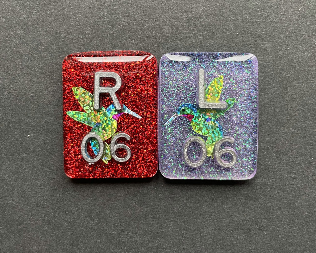 Hummingbird Xray Markers, With 2 or 3 Initials, Rectangle, Glitter, Bird