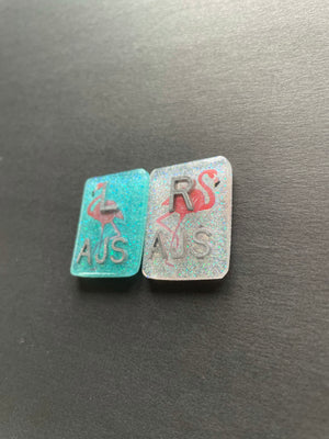 Flamingo Xray Markers, With 2 or 3 Initials, Glitter, Rectangle