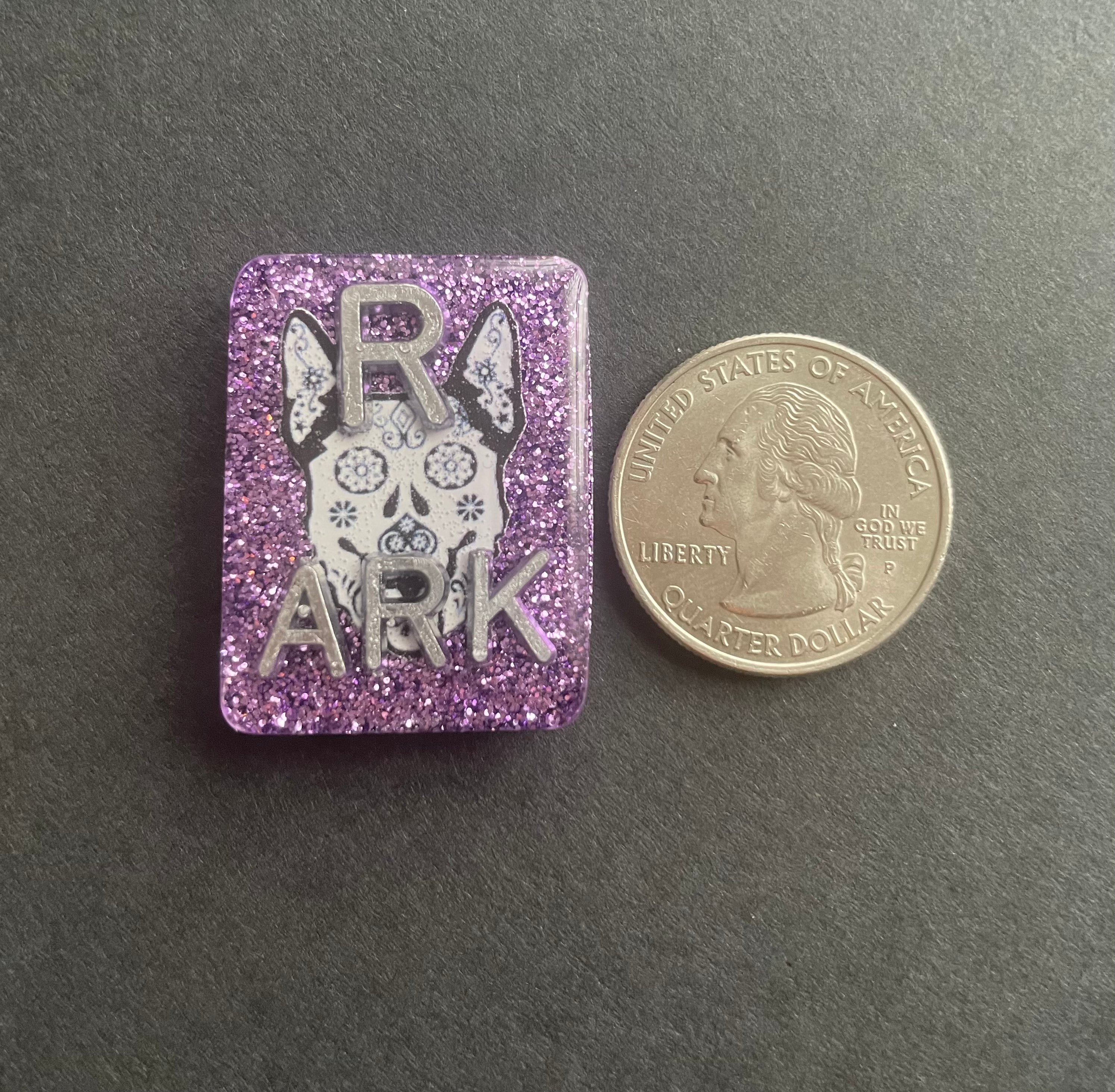 German Shepherd Sugar Skull Xray Markers, With 2 or 3 Initials, Rectangle, Glitter, Dog