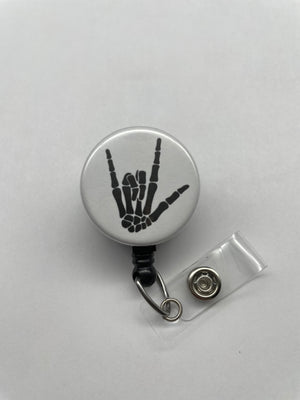 I Love You, Skeleton, Bones, Hand, Sign Language, Badge Holder, Retractable ID Badge Reel, Speech Therapist, Deaf