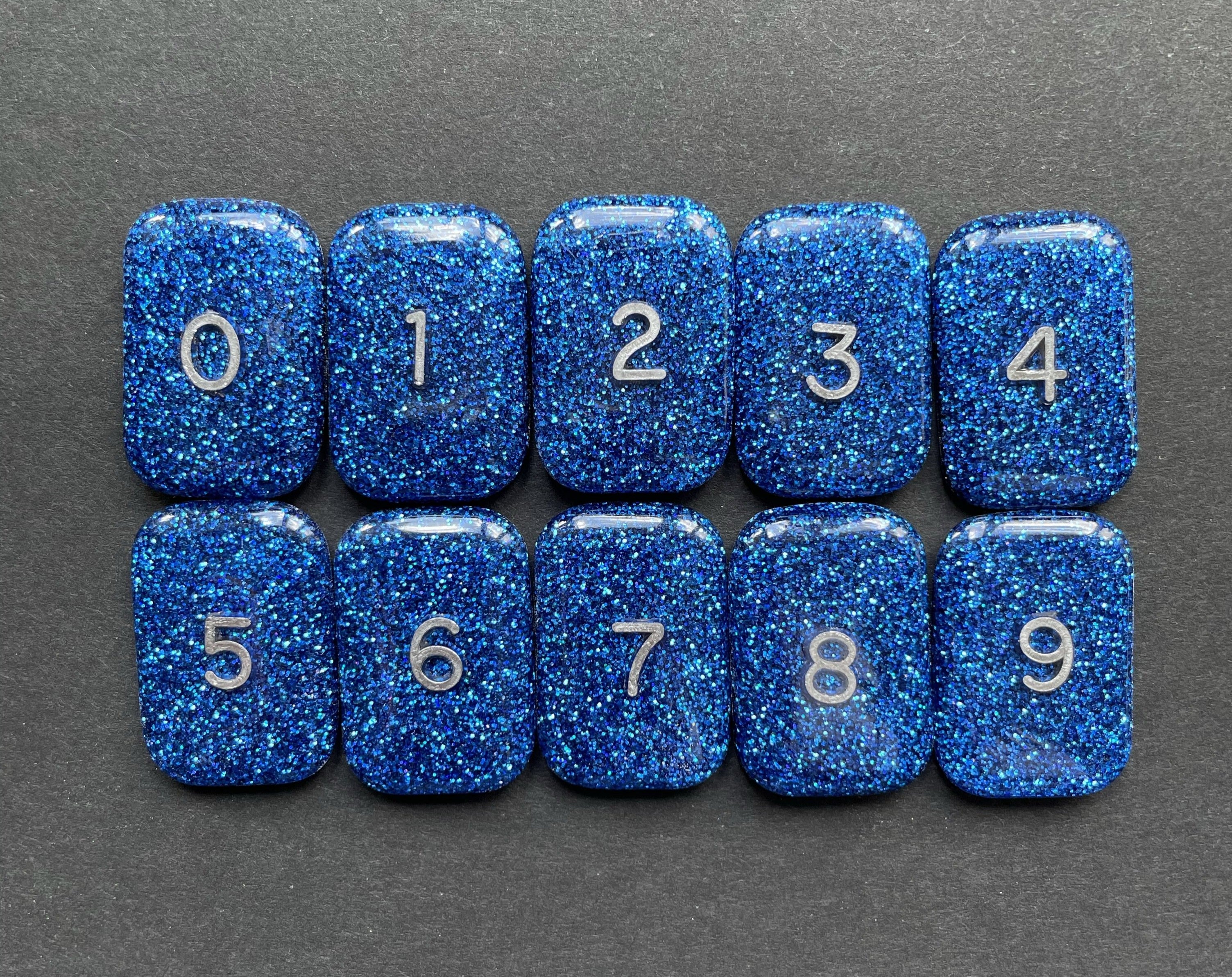 Set of 0-9 Xray Markers, Numbers, Small Rectangle, Glitter