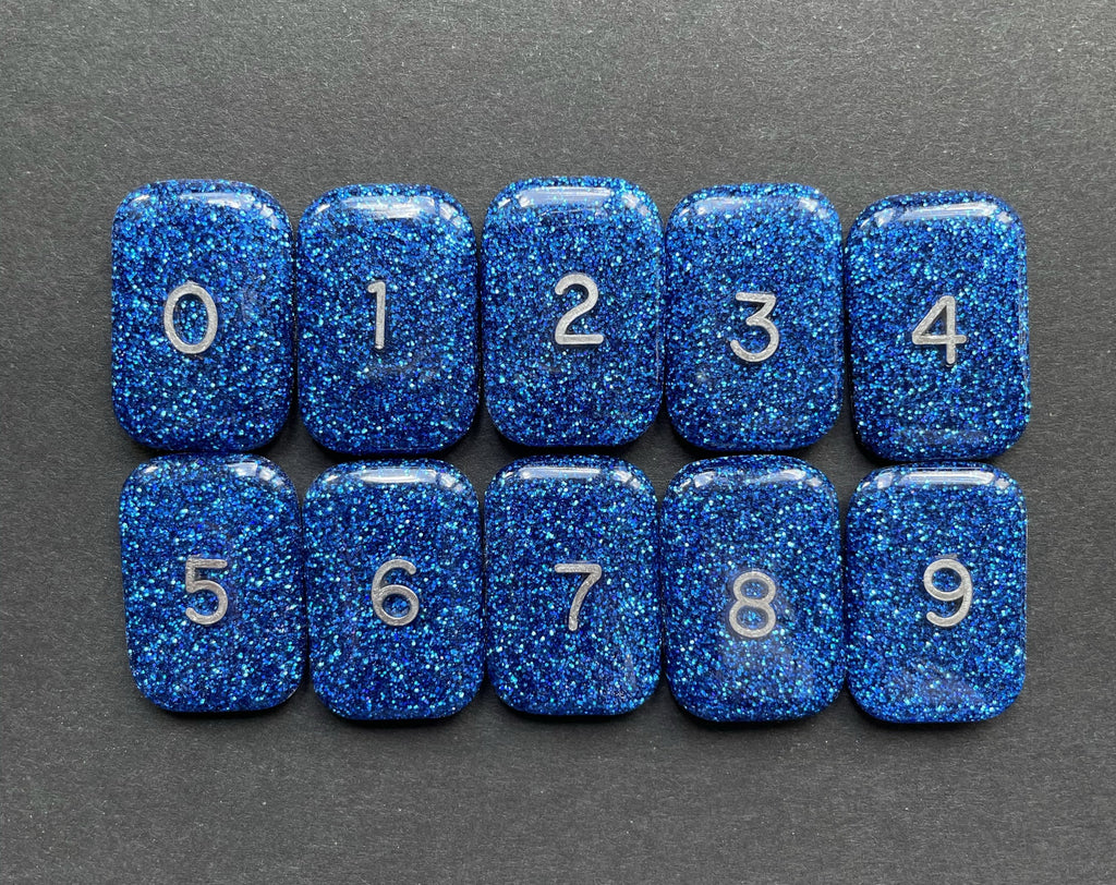 Set of 0-9 Xray Markers, Numbers, Small Rectangle, Glitter