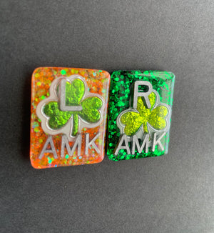 Shamrock Rectangle Xray Markers, With Initials, Glitter, St Patricks Day, Irish