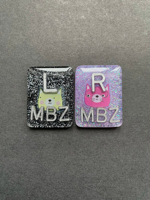 Cute Kitty Cat Xray Markers, Rectangle, Glitter, Cat X-ray Markers, With 2 or 3 Initials