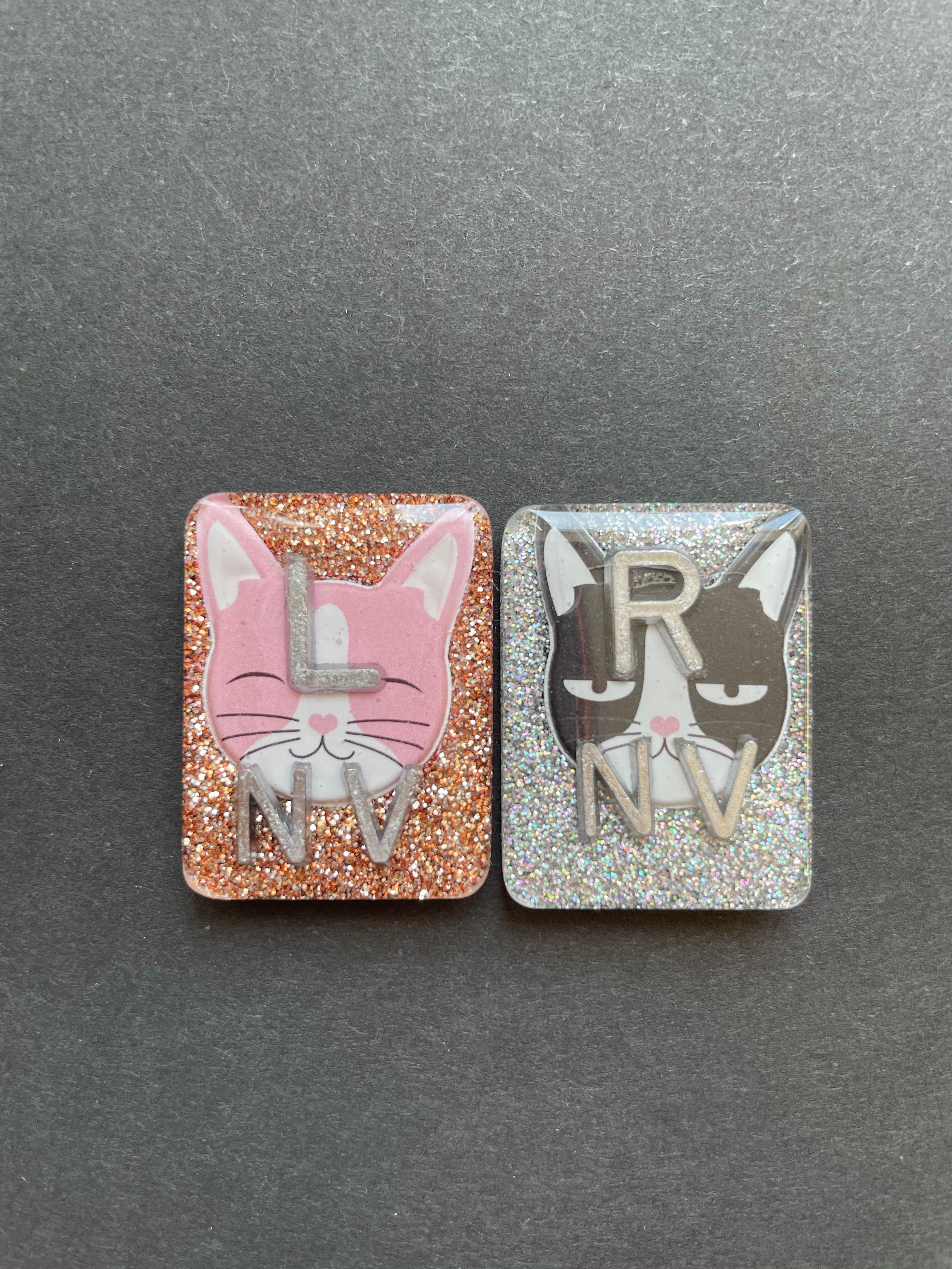 Sassy Cat Xray Markers, Rectangle, Glitter, Cat X-ray Markers, With 2 or 3 Initials