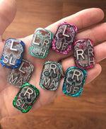 Sugar Skull Rectangle Xray Markers, Glitter, Xray Tech Gift, With 2 or 3 Initials
