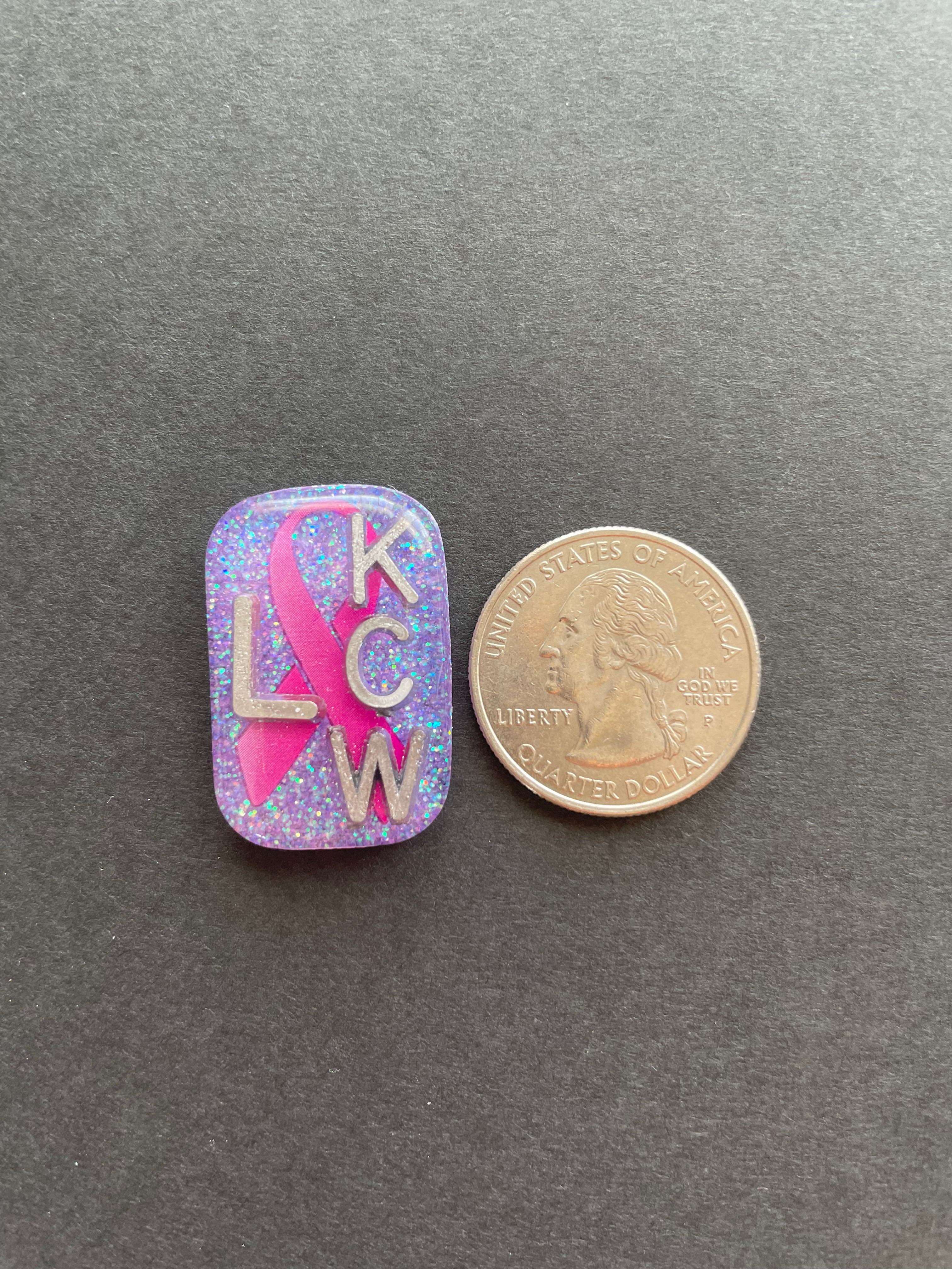 Breast Cancer Awareness Xray Markers, With 2 or 3 Initials, Small Rectangle, Pink Ribbon