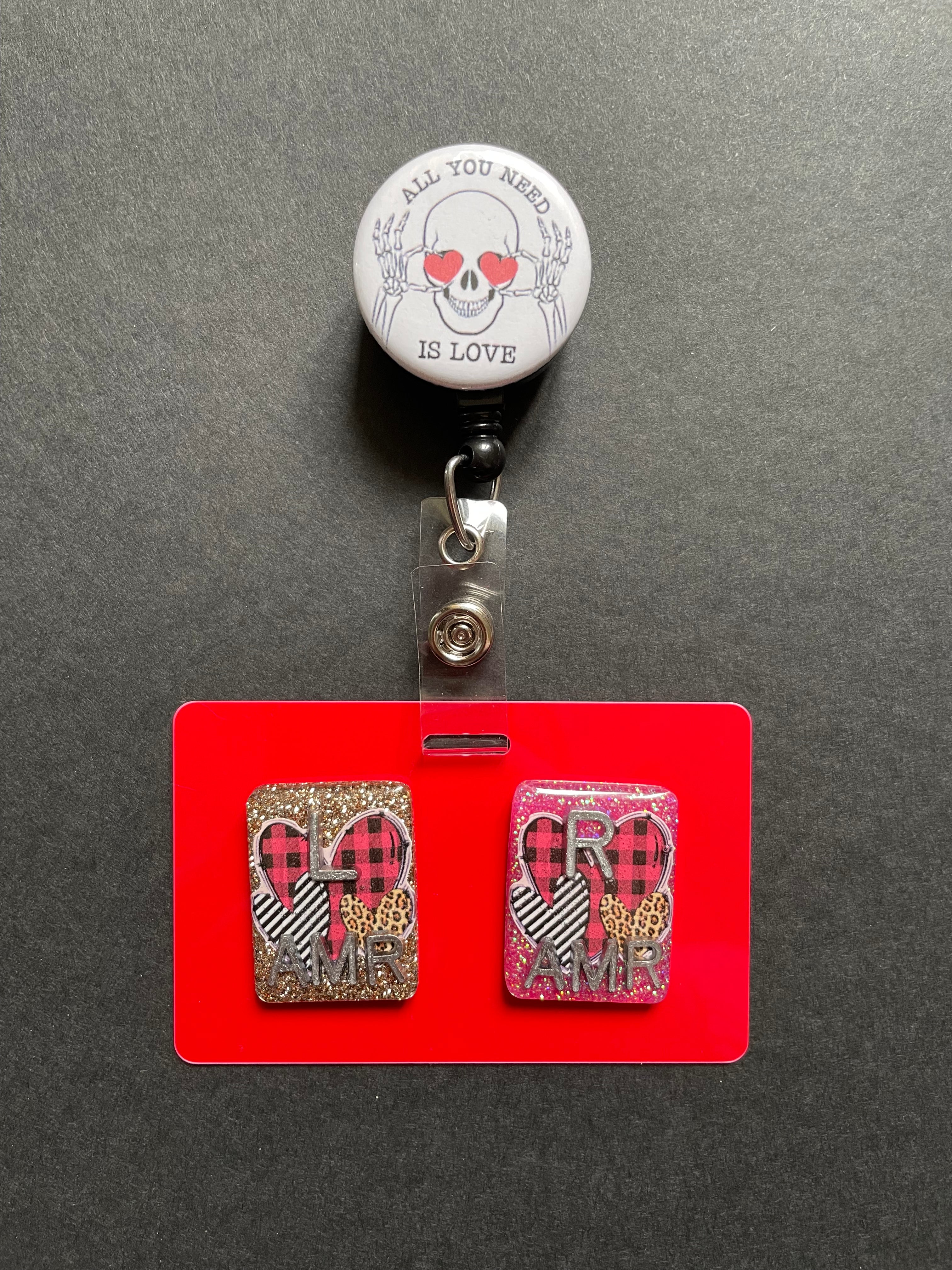 Valentine's Day Xray Markers, With Initials, Rectangle, Glitter, Hearts, Red, Cheetah, Plaid
