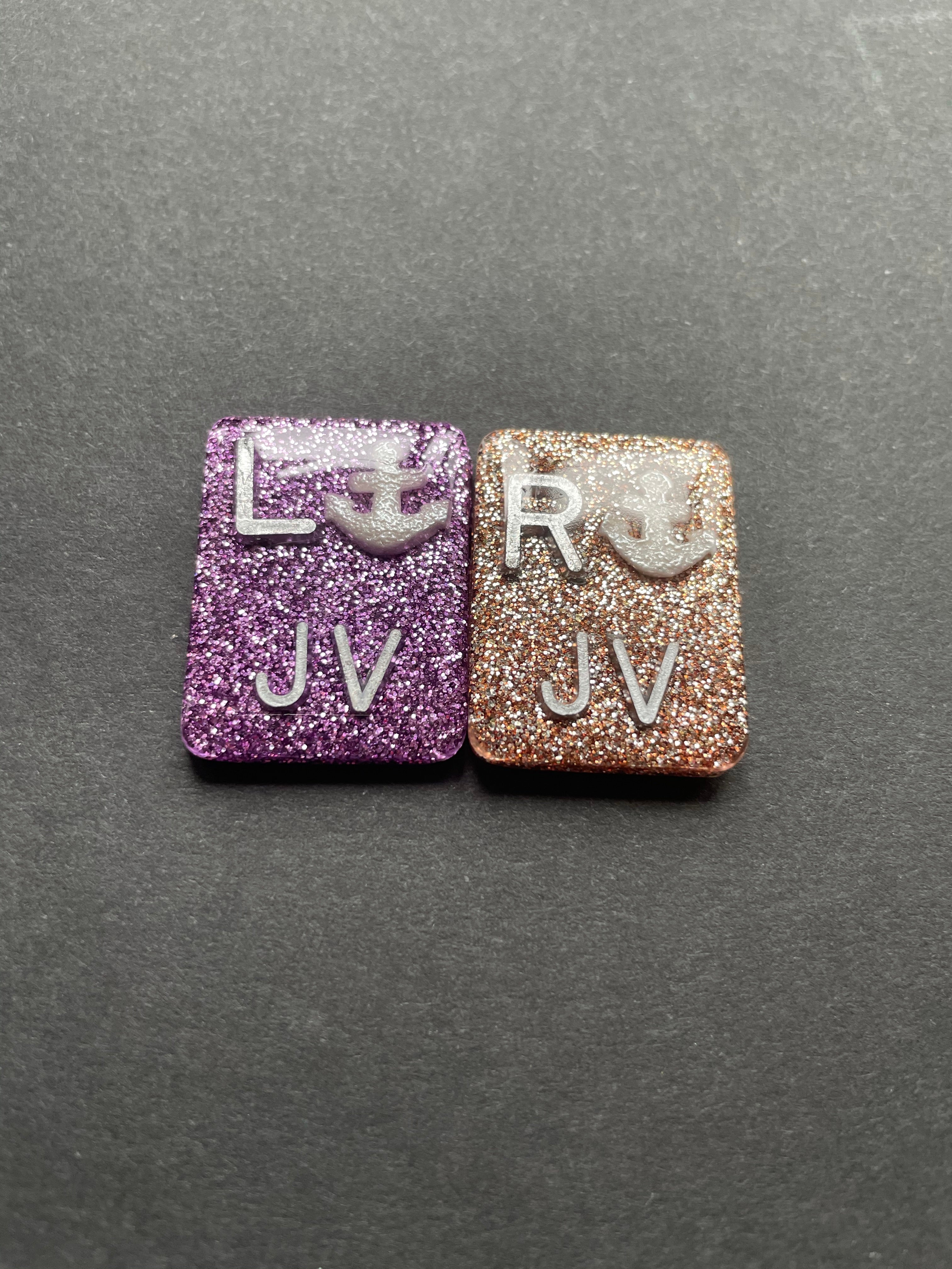 Anchor Xray Markers, With 2 or 3 Initials, Large Rectangle, Glitter