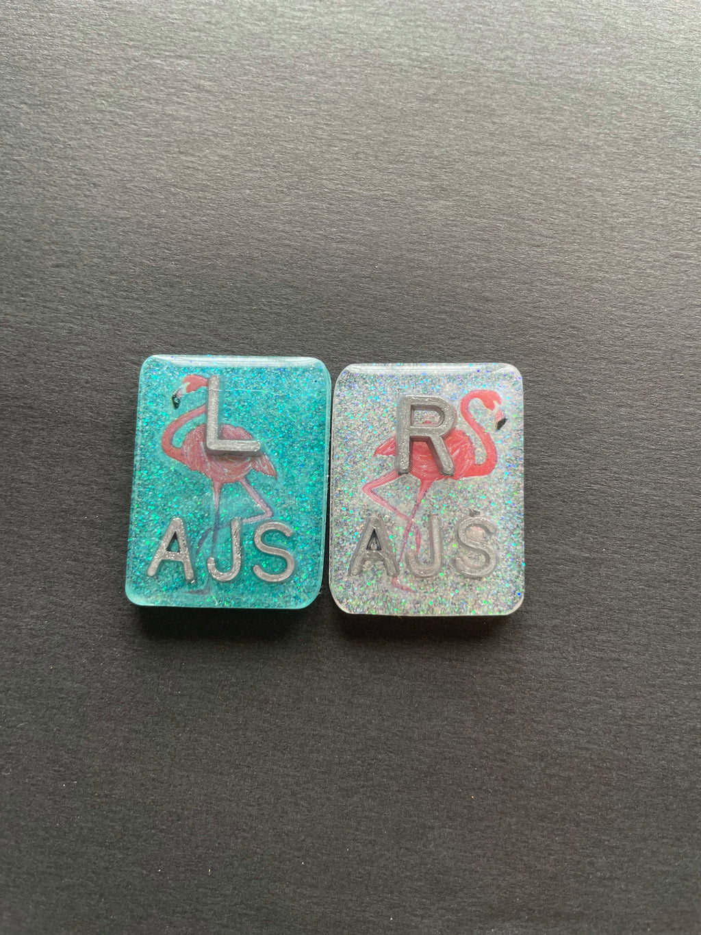 Flamingo Xray Markers, With 2 or 3 Initials, Glitter, Rectangle