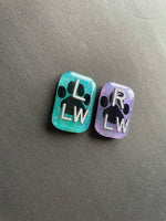 Paw Print Xray Markers, 2 or 3 Initials, Dog Lover, Pet, Animal, Small Rectangle, Glitter, Cute Xray Markers