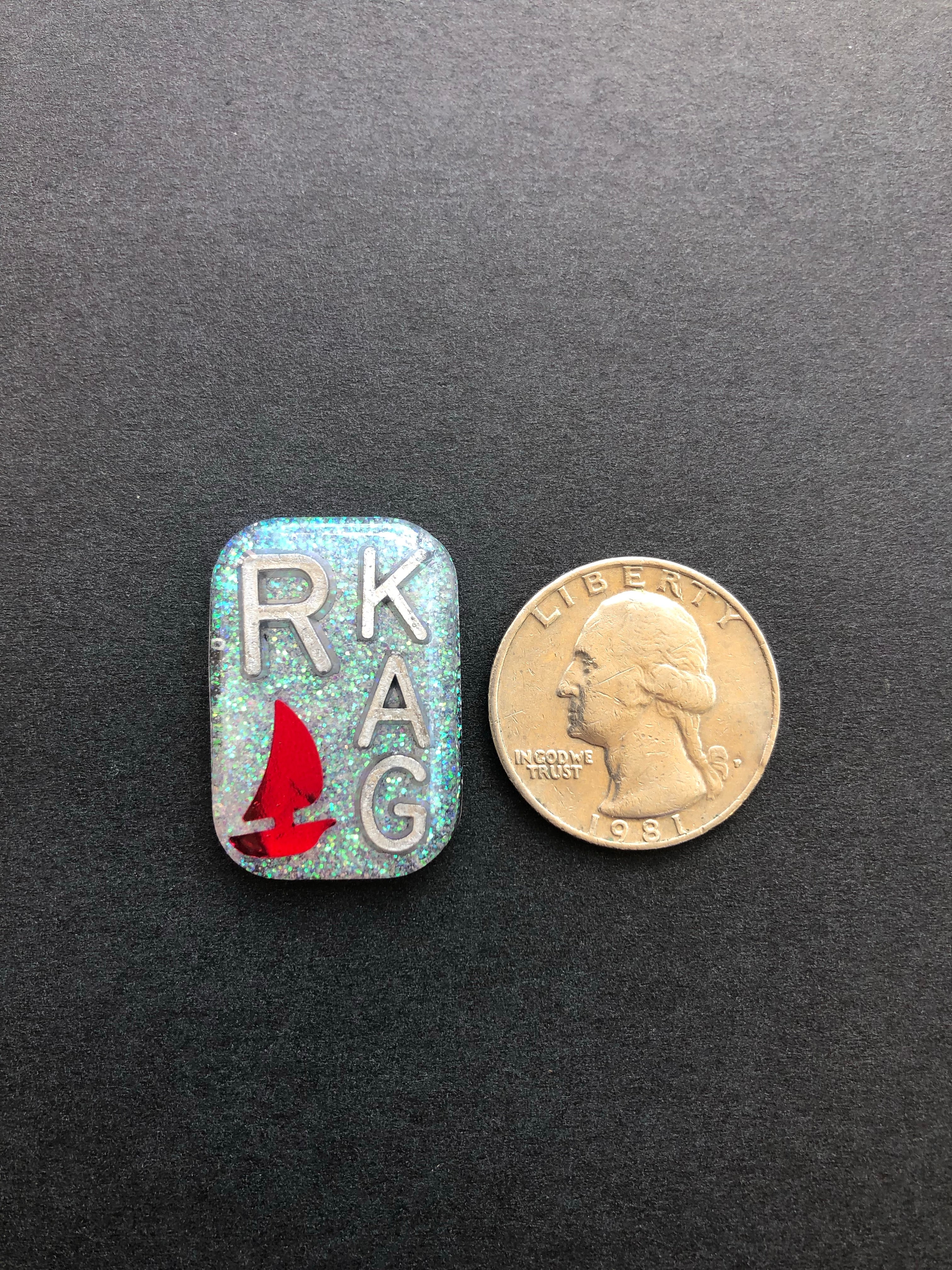 Sailboat Xray Markers, With 2 or 3 Initials, Rectangle, Glitter