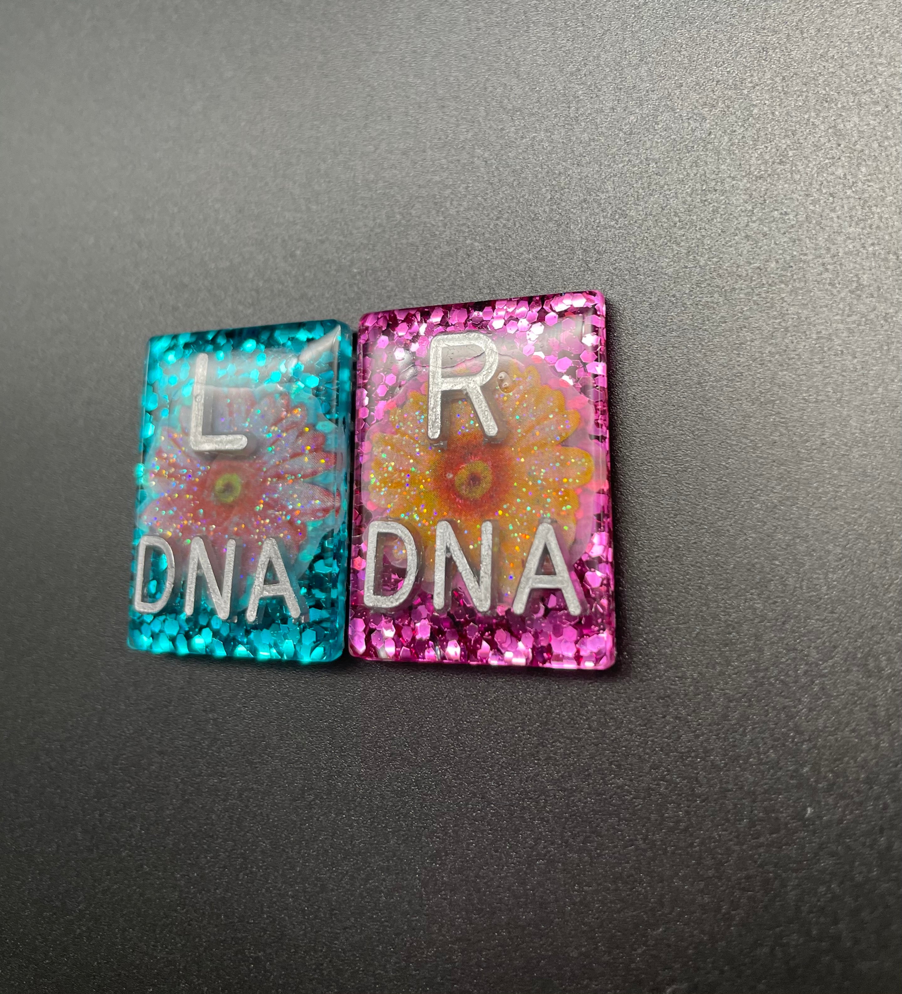 Daisy Xray Markers, With 2 or 3 Initials, Large Rectangle, Glitter, Pink and Yellow