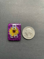 Pretty Sunflower Xray Markers, With 2 or 3 Initials, Rectangle, Glitter