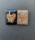 Animal Print Heart Xray Markers, With 2 or 3 Initials, Glitter, Rectangle, Leopard, Cheetah