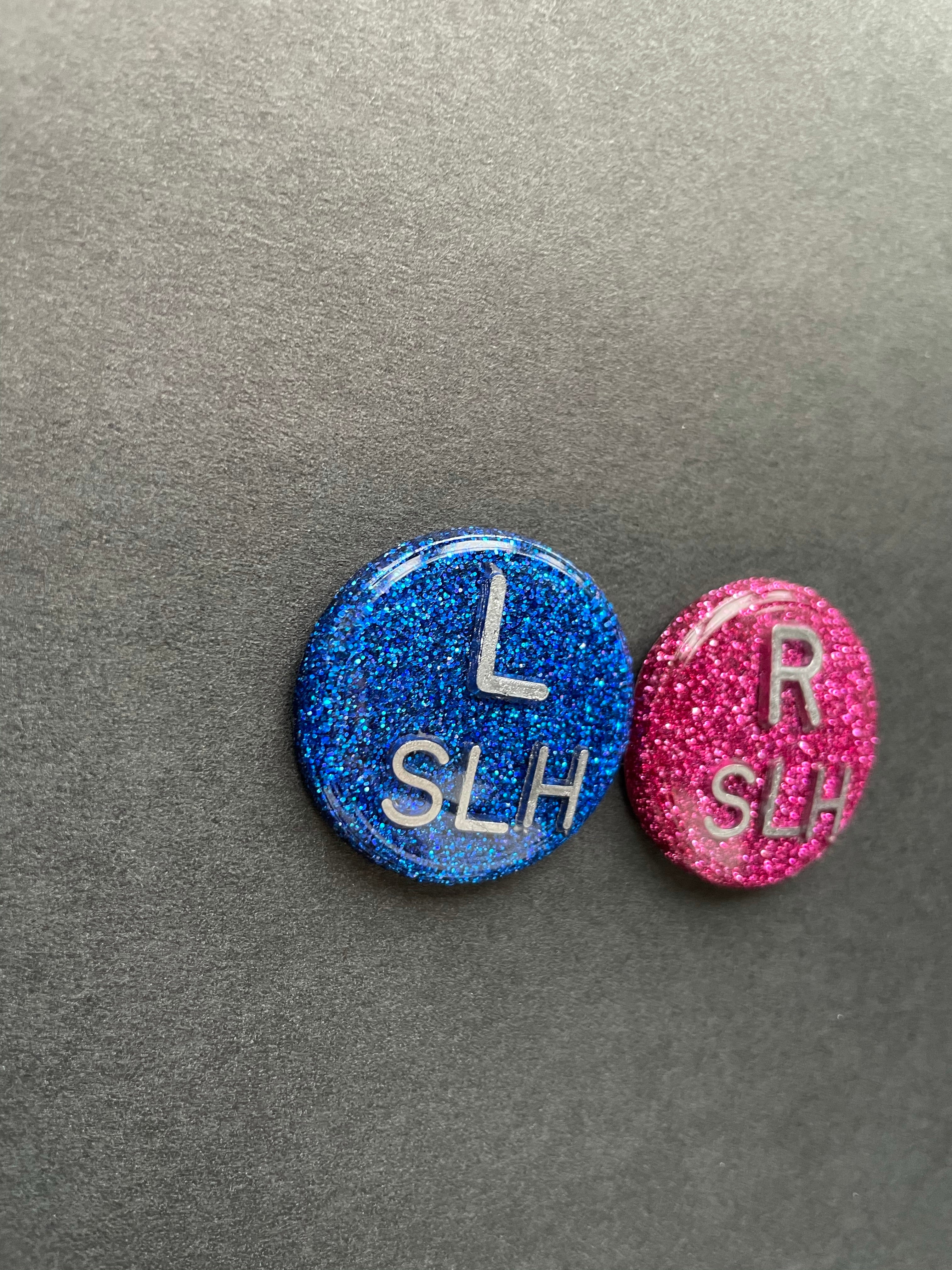 Round Circle Xray Markers, With 2 or 3 Initials, Glitter