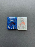 Dolphin Xray Markers, With 2 or 3 Initials, Rectangle, Glitter, Ocean, Beach