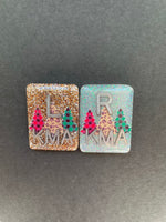 Christmas Tree Xray Markers, With 2 or 3 Initials, Holiday, Rectangle, Glitter, Buffalo Plaid, Cheetah