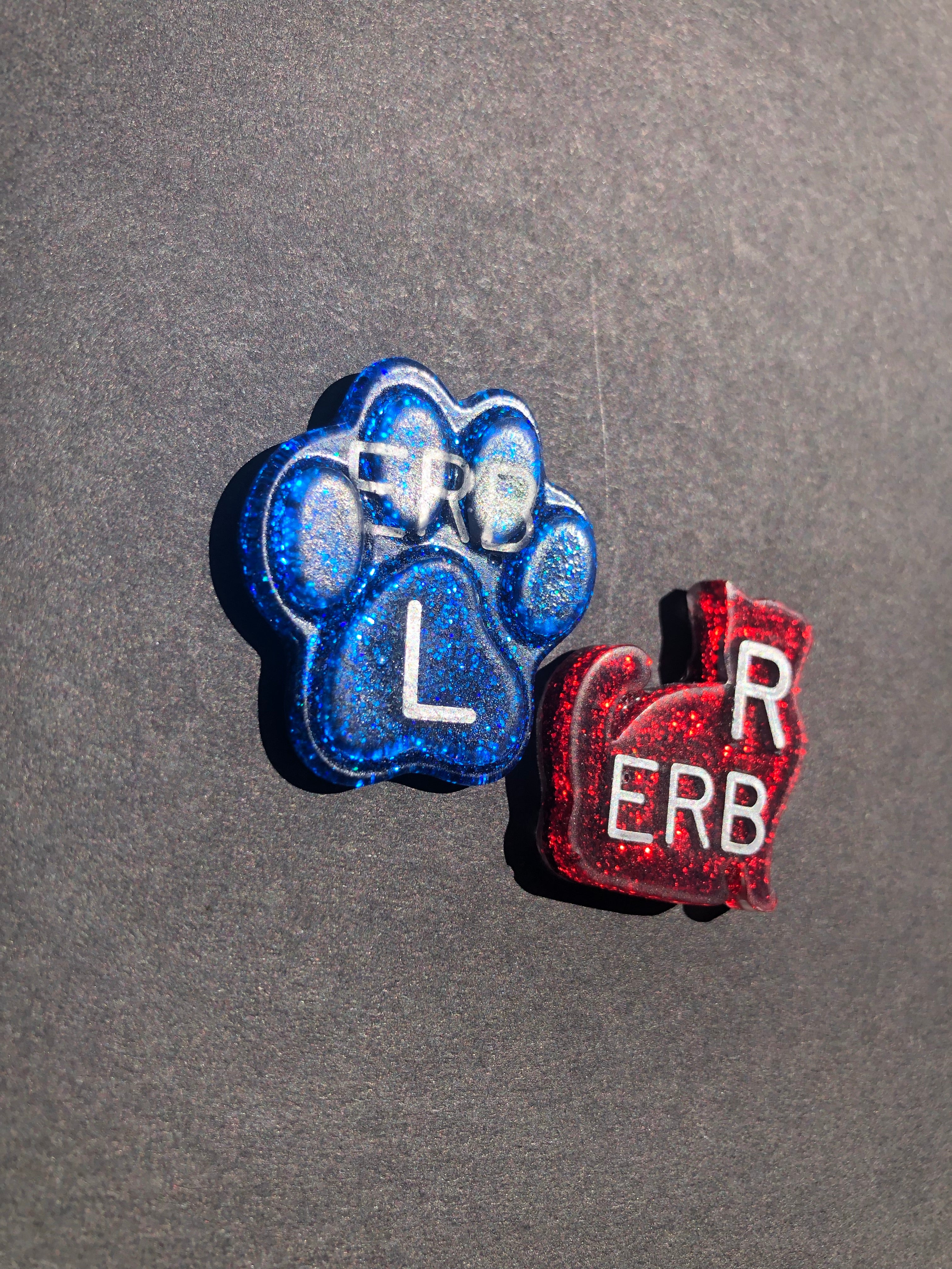 Cat and Paw Xray Markers, With 2 or 3 Initials, Glitter