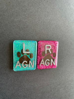 Paw Print Xray Markers, With 2 or 3 Initials, Rectangle, Glitter