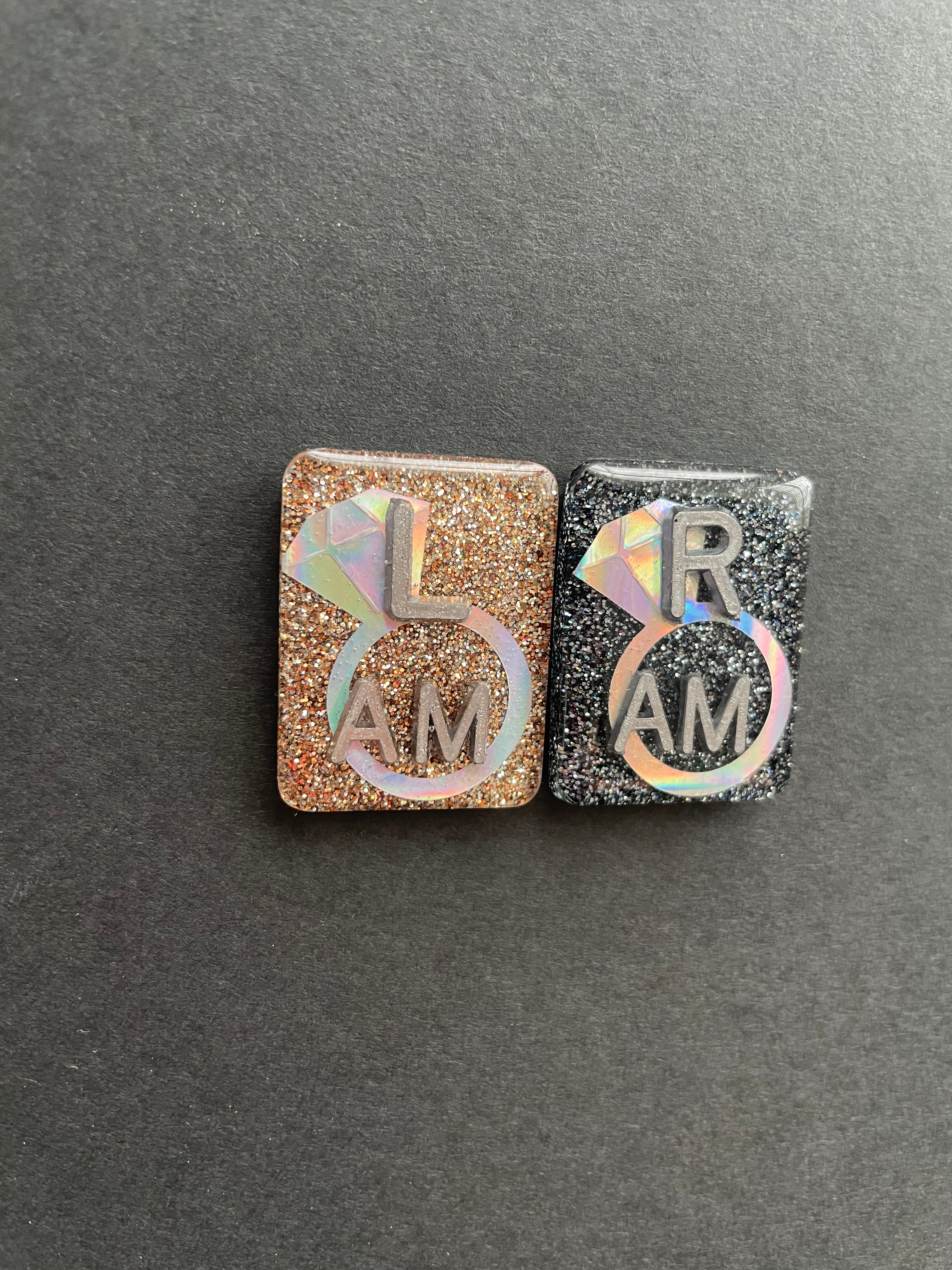 Diamond Ring Xray Markers, With 2 or 3 Initials, Rectangle, Glitter, Engagement, Wedding